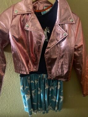 Metallic Pink Moto Jacket - Girls with Biden dress 10